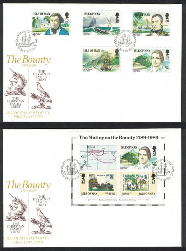 Isle of Man Bicentenary of the Munity on the Bounty 5v+MS FDC SG#408=MS415