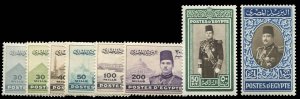 Egypt #234-240 Cat$46.80, 1939-46 King Farouk, complete set, lightly hinged