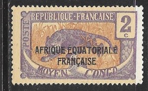 Middle Congo 24: 2c Leopard Overprint, MH, F-VF