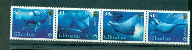 Gibralter - Sc# 1037. 2006 WWF Sting Rays. MNH Strip. $11.00.