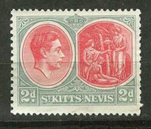 St. Kitts-Nevis # 82a  George VI, 2d. perf. variety (1)  Unused VLH