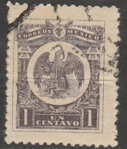 MEXICO 506 1¢ COAT OF ARMS, USED SINGLE, CREASED. VF. (1601)