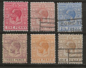 Bahamas 6 different Used/MH VF 1921-34 SCV $29.35 (jr)