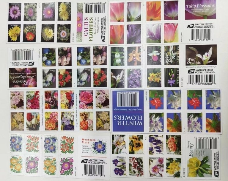 Flower forever stamps random style, 5 sheets of 100 pcs.20 types available