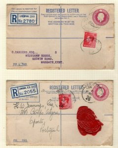 GB Registered Covers{2} KGV KEVIII Mixed Reigns Liverpool London 1937 EP312 