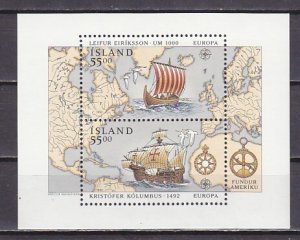 Iceland, Scott cat. 751. Europa-Columbus s/sheet.