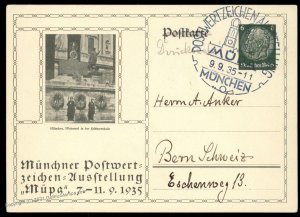 Germany 1935 Munich MUPA Stamp Show Private Postal Card Cover Advertising G99303