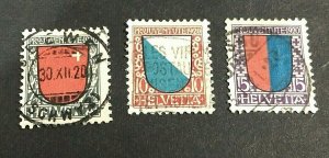 KAPPYSSTAMPS Switzerland #B15-17 1920 Semi-Postals Used Very Fine GS0633