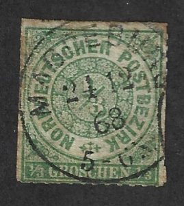 North German Confederation Scott 2 Used 1/3 gr stamp SON Cancel 2018 CV $4.00