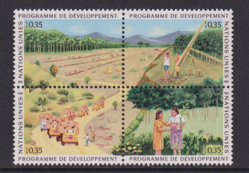 United Nations Geneva  #144a MNH 1986 UN development program block of 4