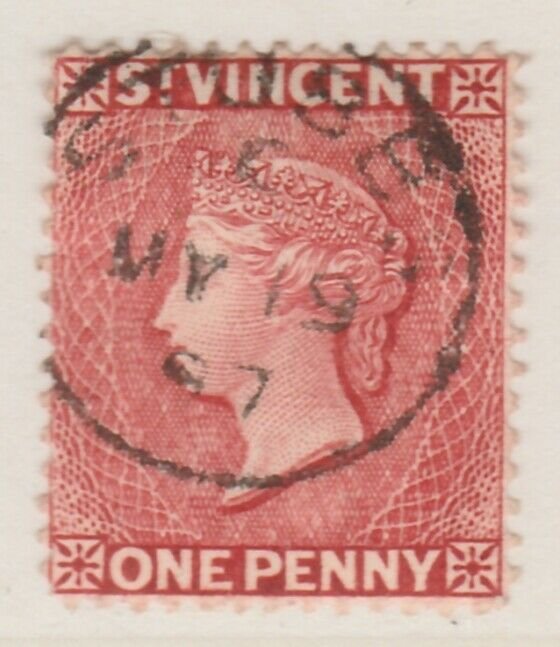 ST. VINCENT 1882 1d Wmk Crown CA Perf 14 Very Fine Used A8P12F9