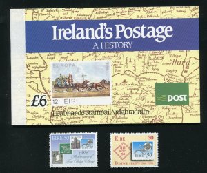 Ireland 803,804,804b Penny Black Ann Complete Booklet and Single Stamps MNH 1990