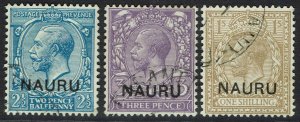 NAURU 1916 KGV 2½D 3D AND 1/- USED 