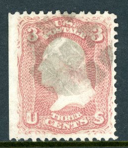 USA 1867 Washington 3¢ Rose C Grill Scott #83 VFU O627