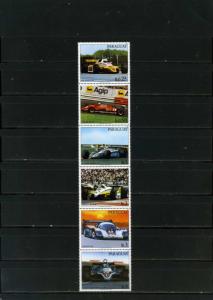 PARAGUAY 1983 Sc#2068 RACE CARS STRIP OF 6 STAMPS MNH 