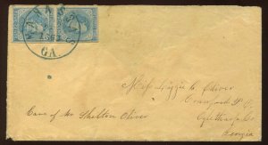 CSA 6 Pair Used on Cover Manassas to Oglethorpe County GA  LV6422