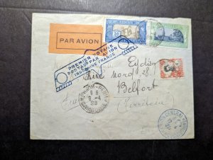 1929 French Indochina Airmail First Flight Cover FFC Phnom Pen to Belfort France