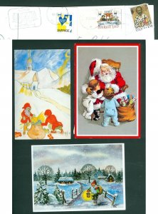 Sweden. 3 Christmas Card. 1983-1986-1992. Santa,Children.Gifts,Church.