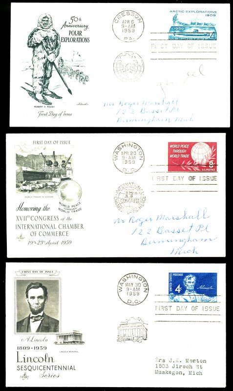 U.S. #1128, 1129, 116 FIRST DAY COVERS