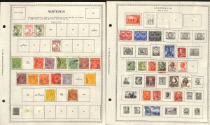 Australia Stamp Collection on 14 Minkus & Scott Pages, 1913-1976