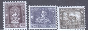 Nepal, Scott #104-05,08, MH, w/gum bends
