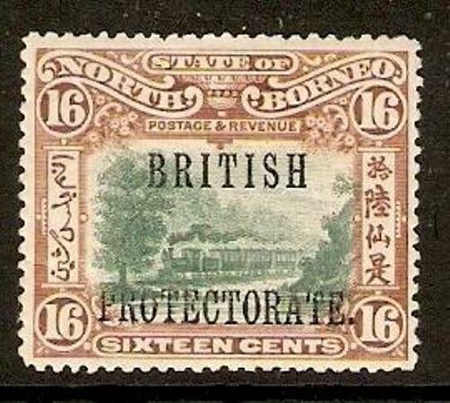 NORTH BORNEO SG136a 1902 16c GREEN & CHESTNUT MTD MINT