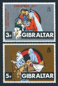 Gibraltar 281-282,MNH. Christmas 1971,Nativity,Journey to Bethlehem.sheep.