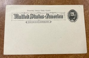 UX10 Unused postal card   1891 US GRANT