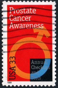 SC#3315 33¢ Prostate Cancer Awareness Single (1999) Used