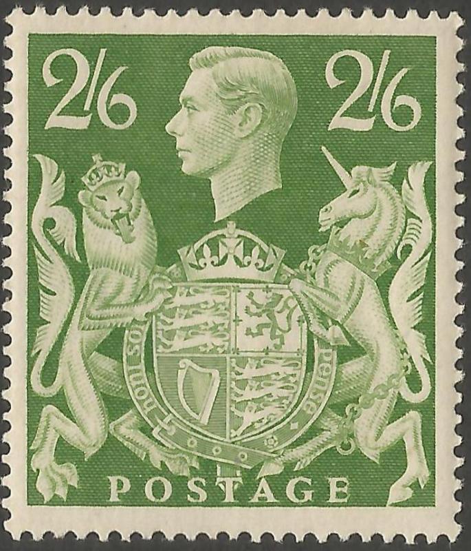 GB KGVI 1942 SG476b 2/6 green fine unmounted mint.