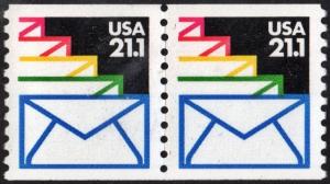 SC#2150 21.1¢ Sealed Envelope Coil Pair (1985) MNH