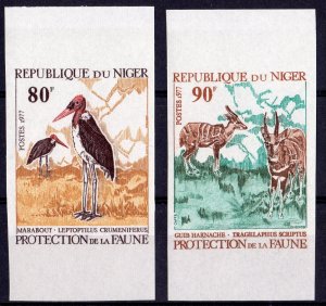 Niger 1977 Sc#391/392 NATURE PROTECTION MARABOUS/ANTELOPES SET IMPERFORATED MNH