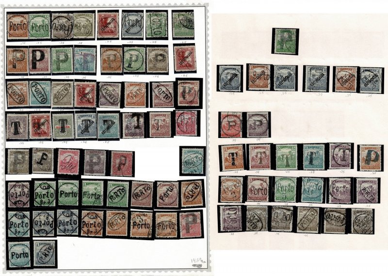 Hungary 1920s pages of Porto overprints