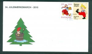 Denmark Cover. 2010. Holbæk “Christmas Seal Walk # 34. Sc# 1482.Santa Girl,Cake.