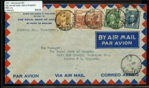 1941 TransAtlantic air mail 30c 1/2 ounce to ENGLAND cover Canada