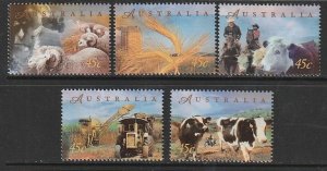 1998 Australia - Sc 1651-5 - MNH VF - 5 single - Farming in Australia