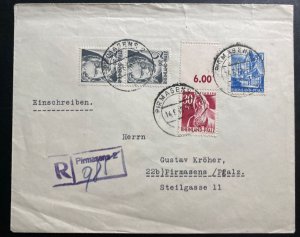 1948 Pirmasens Germany Allied occupation registered Cover Locally Used Sc#6N11
