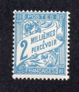 France Offices Egypt 1928 2m light blue Postage Due, Scott J7 MH