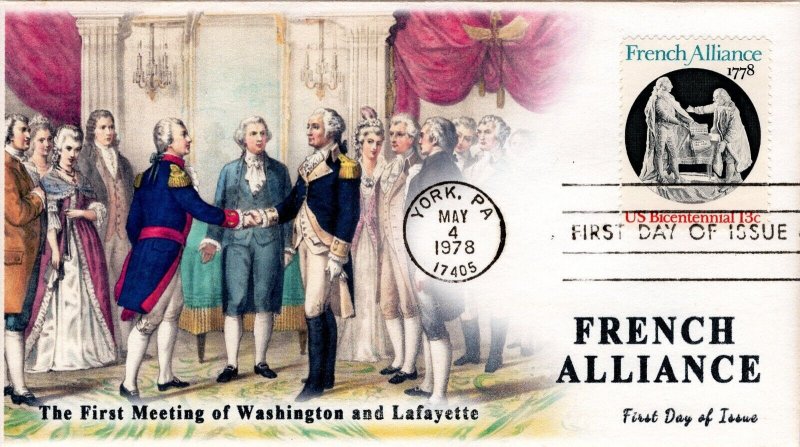 AO-1753, 1978, French Alliance, Add-on Cachet, First Day Cover, Standard Postmar