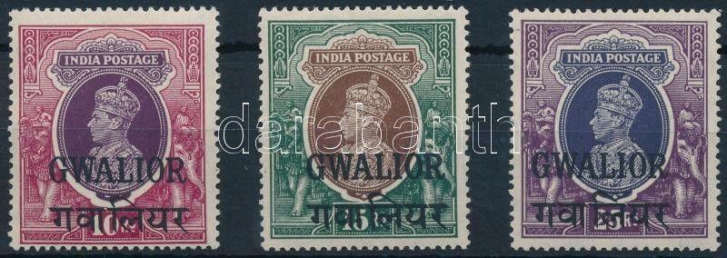 India stamp Gwalior George VI. set 3 closing values 1938 MNH Mi 99-101 WS222044