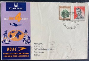 1960 Uruguay First Flight Airmail Cover to Santiago Chile BOAC Comet Jet