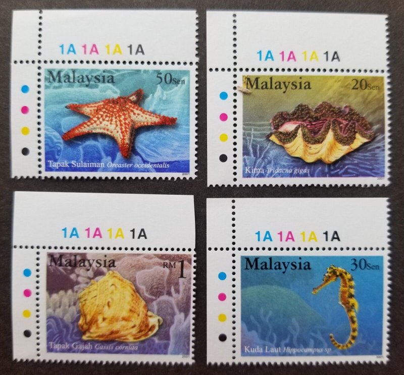 *FREE SHIP Malaysia Marine Life V 2001 Coral Fish Sea Shell (stamp plate) MNH