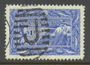 Canada Scott 302 Used - 1951 $1 Canada Fish Resources - SCV $10.00