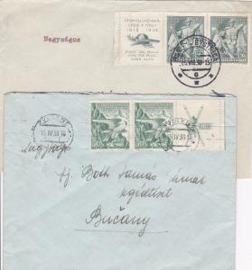 Czechoslovakia Five covers with 1938 issues with attached labels