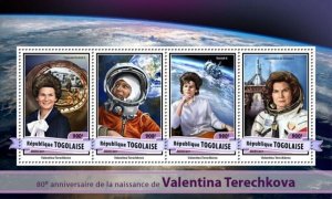 Togo - 2017 Valentina Tereshkova - 4 Stamp Sheet - TG17119a