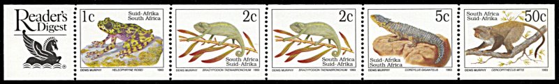 South Africa 857a, MNH, Reader's Digest strip of 5, Endangered Animals