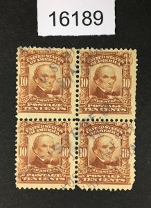 MOMEN: US STAMPS # 307 BLOCK OF 4 SHANGHAI CHINA CANCEL USED LOT #16189