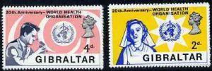 GIBRALTAR - 1968 - World Health Org., 20th Anniv - Perf 2v Set-Mint Never Hinged