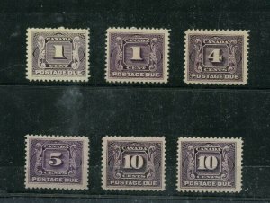 J1 x 2 VF MNH, J3 to J5x2 also F-VF MH Cat $360 postage dues Canada mint