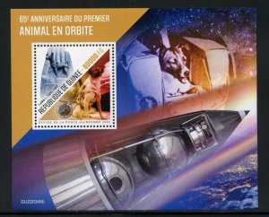 GUINEA  2022 66th ANN OF THE FIRST ANIMAL IN SPACE, LAIKA,  S/SHEET MINT NH